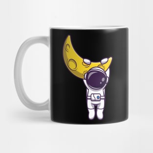 Astronaut Hanging On Moon Cartoon Mug